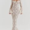 1-2-dd229395-7732-40ef-88ec-848df0acaf65.jpg Vintage Cream Stylish Lace Maxi Dress
