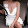 3D Flower Spaghetti Mini Dress