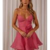 3D Floral V-Neck Mini Dress