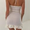 CHRONSTYLE-Women-Knitted-Mini-Dress-Sleeveless-Off-Shoulder-Halter-Tie-up-Dress-Backless-Flower-Solid-Ruffles-9cc2e772-2c34-4fae-ba35-e9e1241802da.jpg 3D Floral Hollow-Out Mini Dress