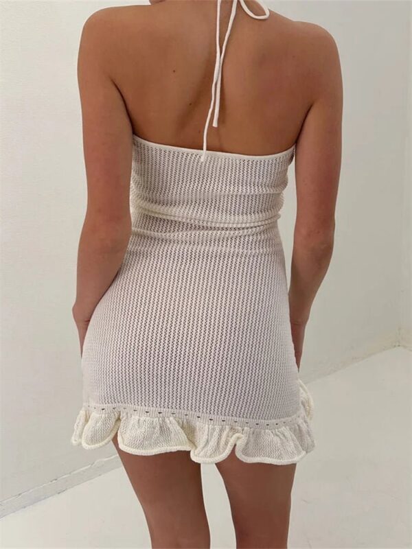CHRONSTYLE-Women-Knitted-Mini-Dress-Sleeveless-Off-Shoulder-Halter-Tie-up-Dress-Backless-Flower-Solid-Ruffles-9cc2e772-2c34-4fae-ba35-e9e1241802da.jpg 3D Floral Hollow-Out Mini Dress
