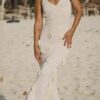 3D Floral V-neck Backless Lace-up Maxi Dress