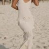 3D Floral V-neck Backless Lace-up Maxi Dress