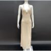 3D Floral V-neck Backless Lace-up Maxi Dress