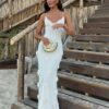 3D Floral V-neck Backless Lace-up Maxi Dress