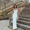 3D Floral V-neck Backless Lace-up Maxi Dress