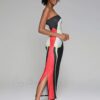 Abstract Print Strapless Side Split Dress