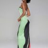 Abstract Print Strapless Side Split Dress