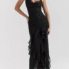 Black Ruffle Stylish Maxi Dress