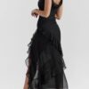 Black Ruffle Stylish Maxi Dress