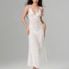 3D Flower Decor Backless Deep V Slit See-Through Beach Dress