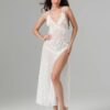 3D Flower Decor Backless Deep V Slit See-Through Beach Dress